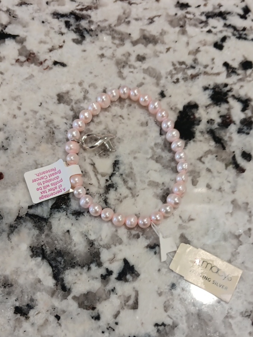 Sterling Silver Charm On  Pink Bracelet